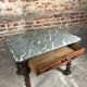 Louis XIII style table desk in oak with marble top