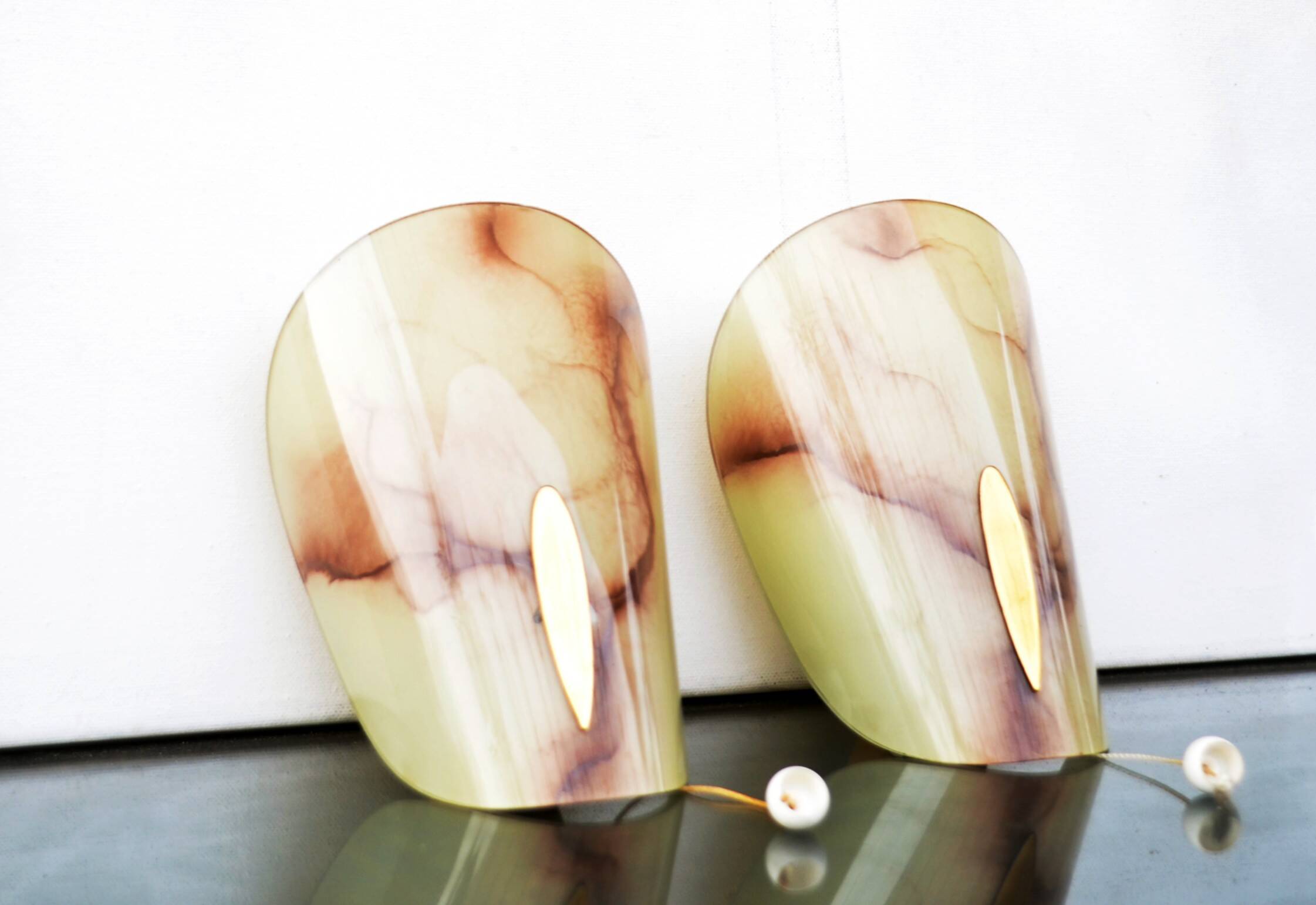 Mid Century Wall Sconces Shades Alabaster Glass Shades