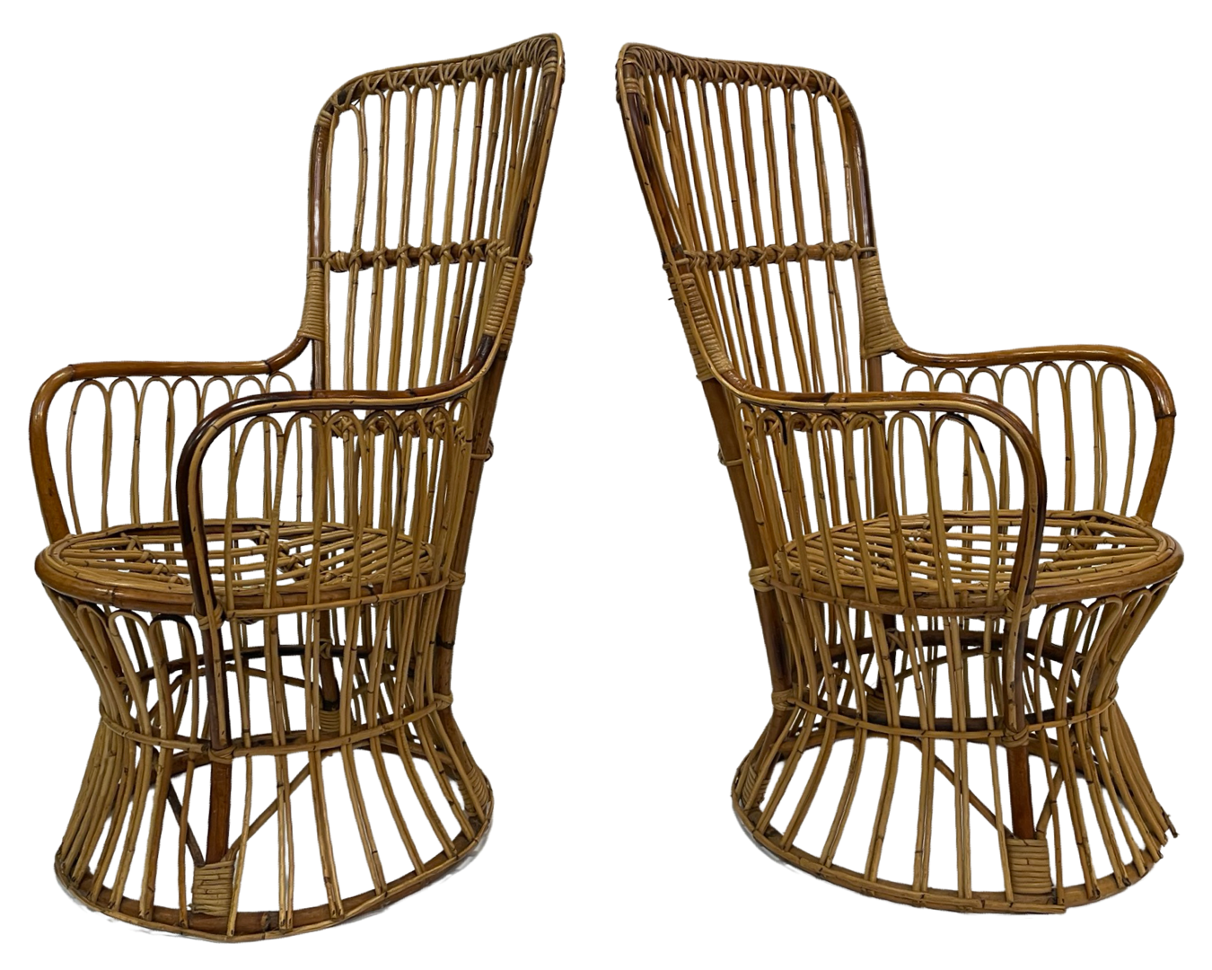 Set of two mid century rattan armchairs by bonacina 1950 design