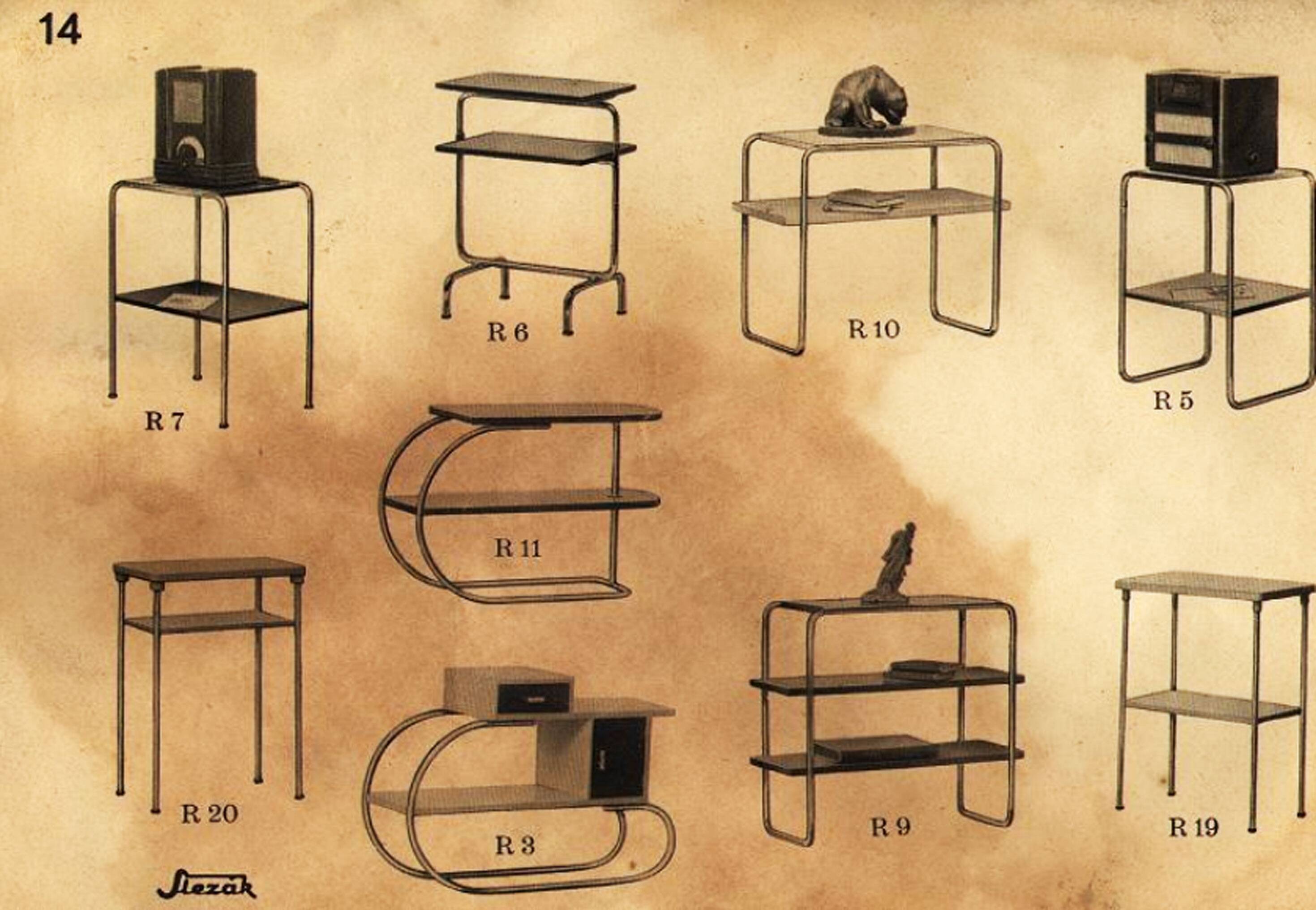 1930's Modernist Tubular Side Table model R 7 by Slezak