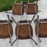 batch of 5 red formica chairs