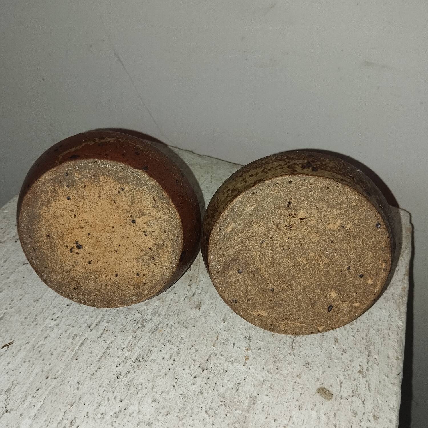 Pair of pyrite stoneware candlesticks from the 50s