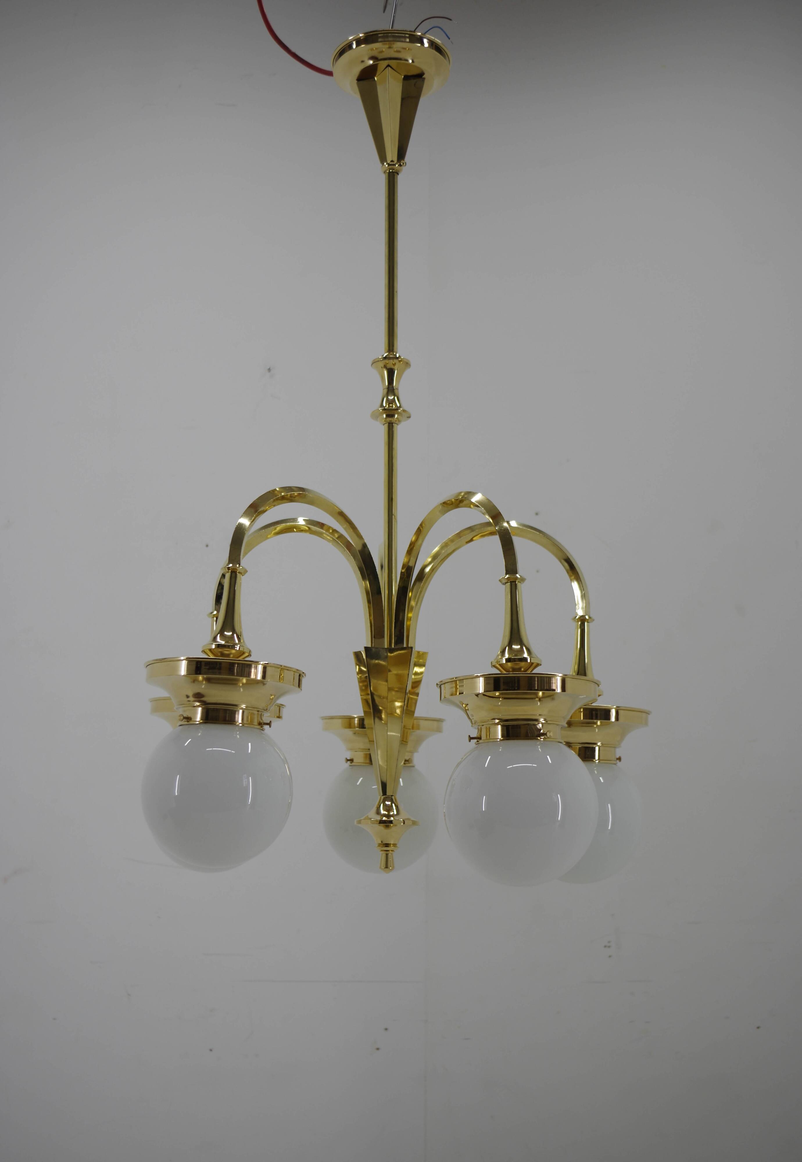 Art Deco Large Chandelier, 1920s, Restored