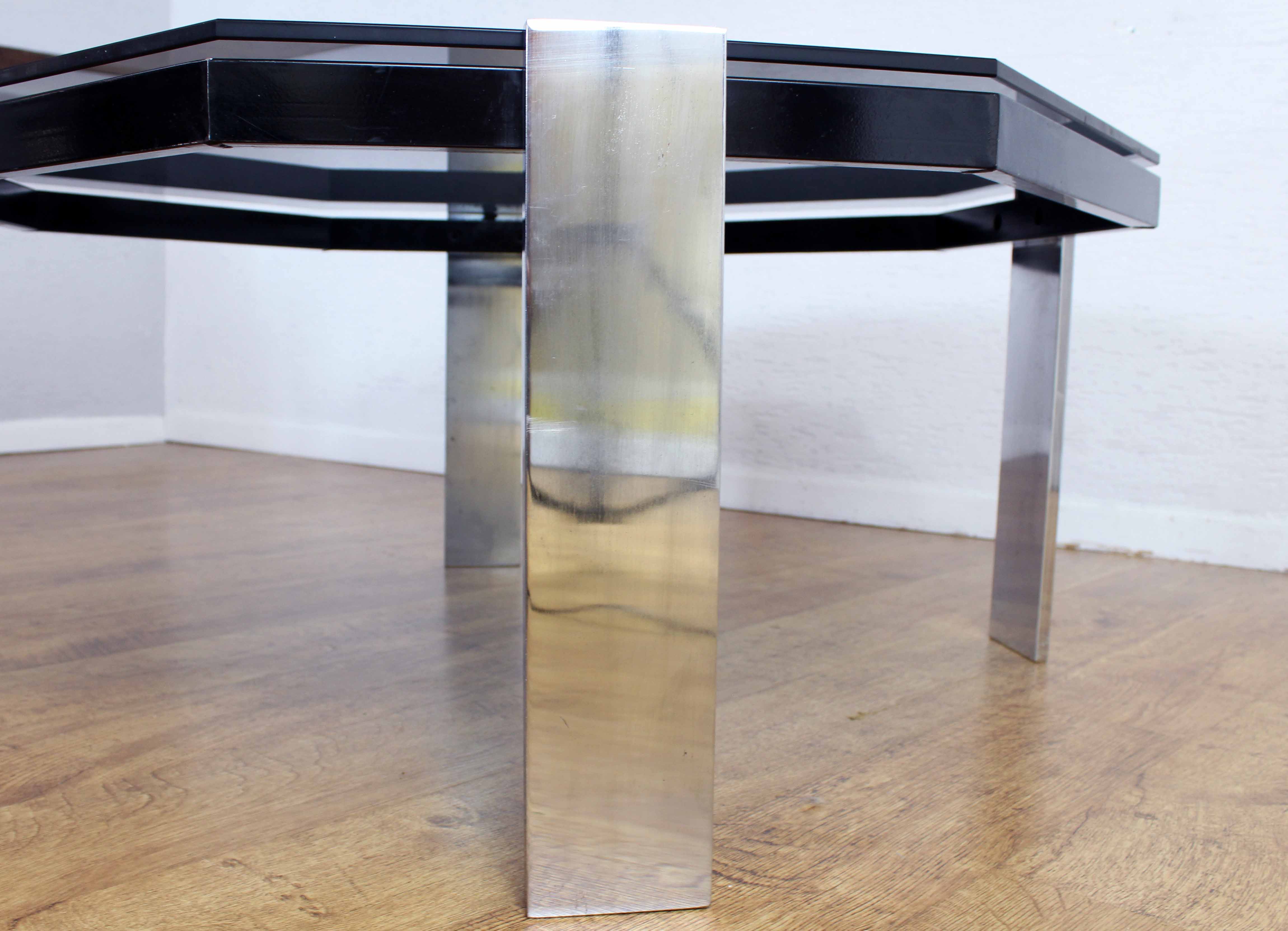 Smoked glass and metal coffee table, 1970s