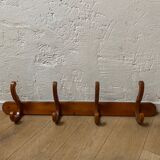 Curved wooden wall rack 4 hangers