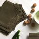 Set of six pure washed linen towels dyed persimmon