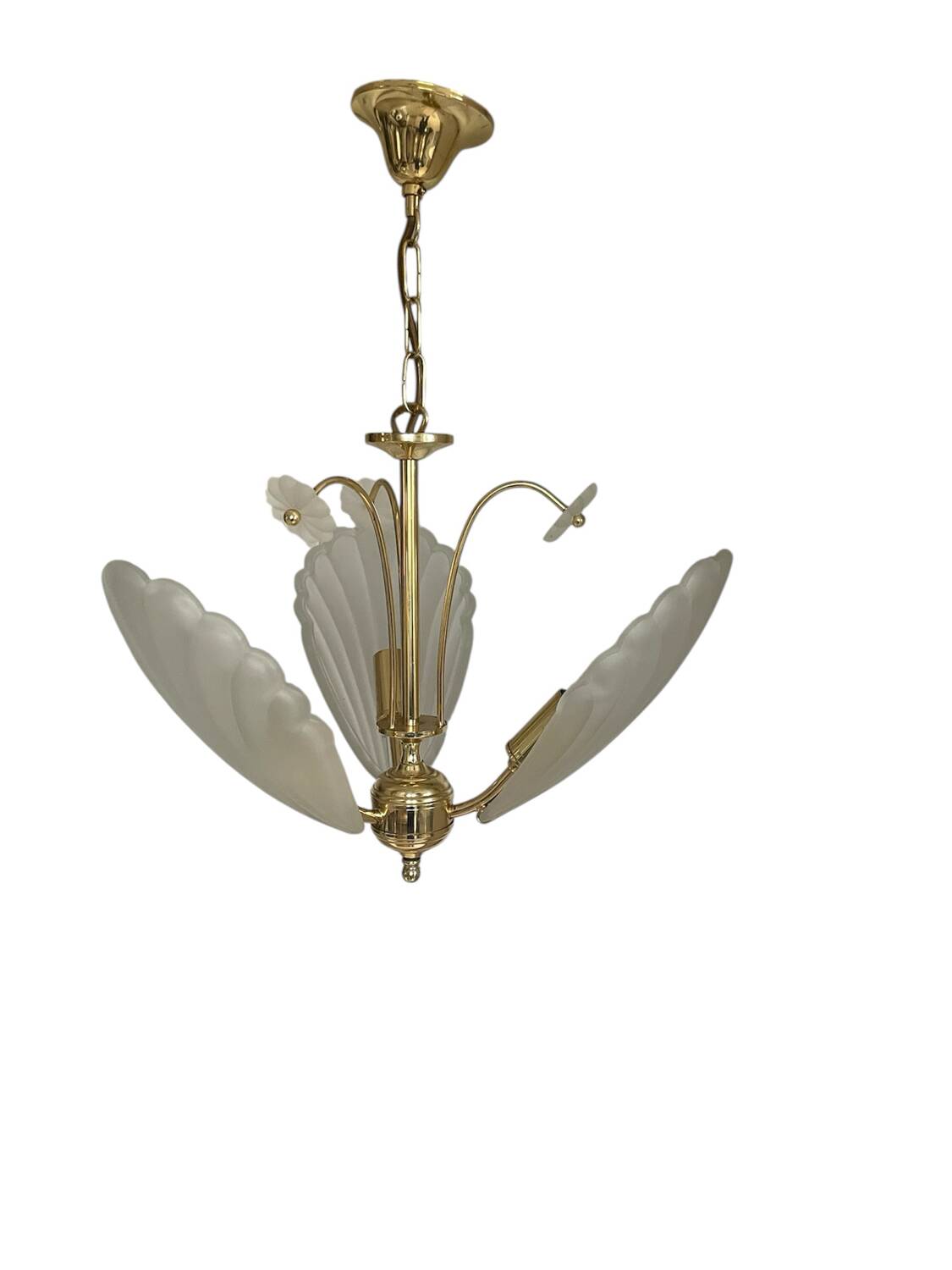 Frosted shell and gilded metal chandelier