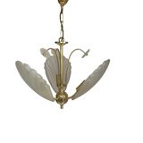 Frosted shell and gilded metal chandelier