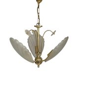 Frosted shell and gilded metal chandelier