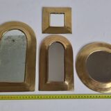 Set of 4 Moroccan mirrors in vintage brass 27 cm