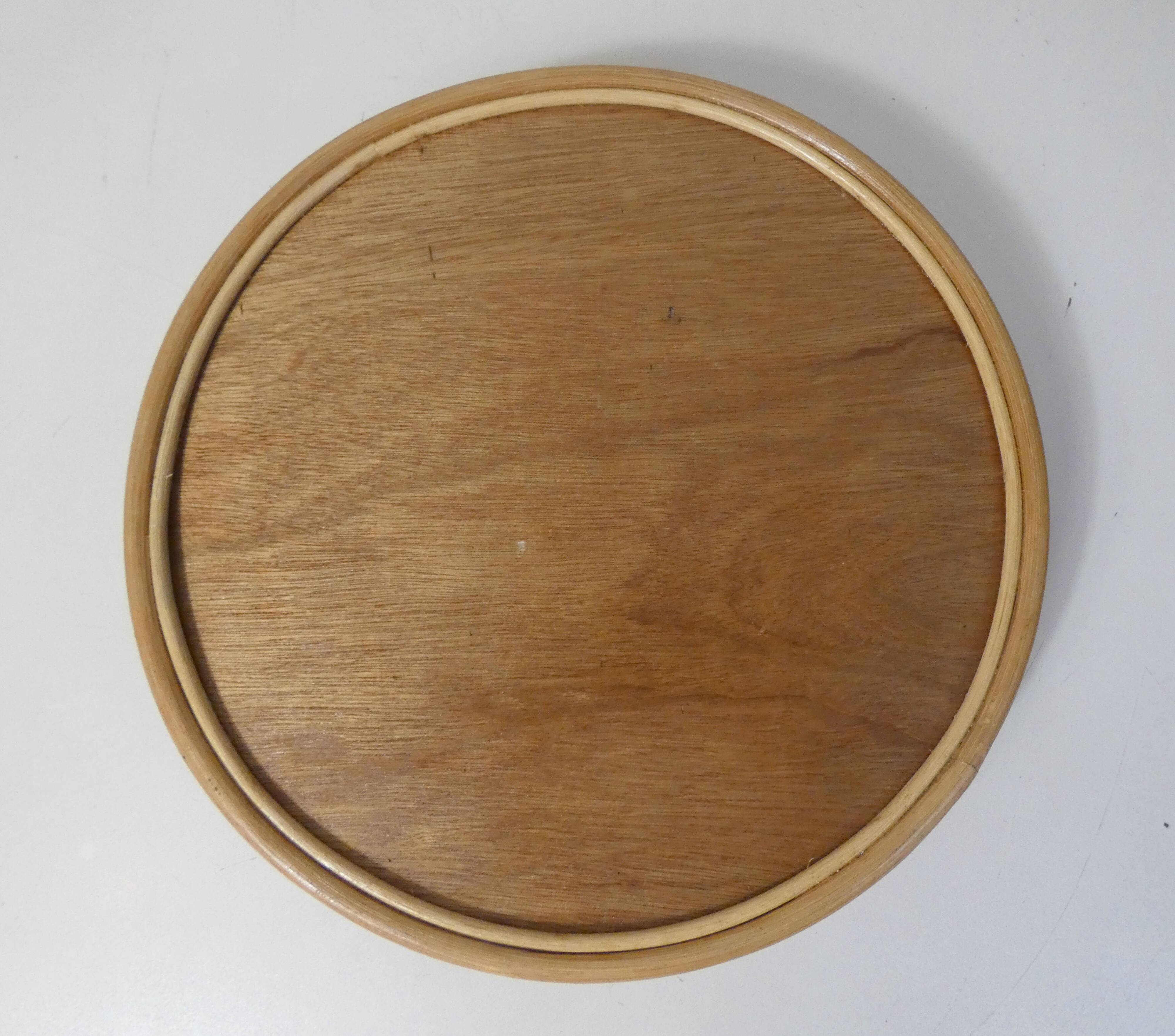 round rattan and mother-of-pearl tray
