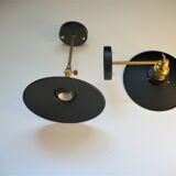 Paire d'appliques en métal coloris noir et bronze