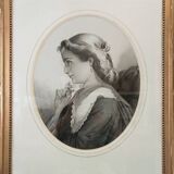 Magnificent portrait pencil drawing 19th century