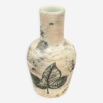 Jacques BLIN (1920-1995) - Petit vase en céramique à décor en creux en noir d'un  écureuil
