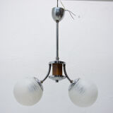 Suspension art déco chromé et bois, vers les années 1930