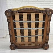 Fauteuil danois à dossier haut, années 1960, laine d'ameublement, bois de chêne massif.