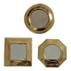 Set of 3 wall mirrors in brass, vintage Moroccan craftsmanship, 9 cm