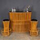 Striking 20thc italian standing bamboo dry bar & stools c.1960
