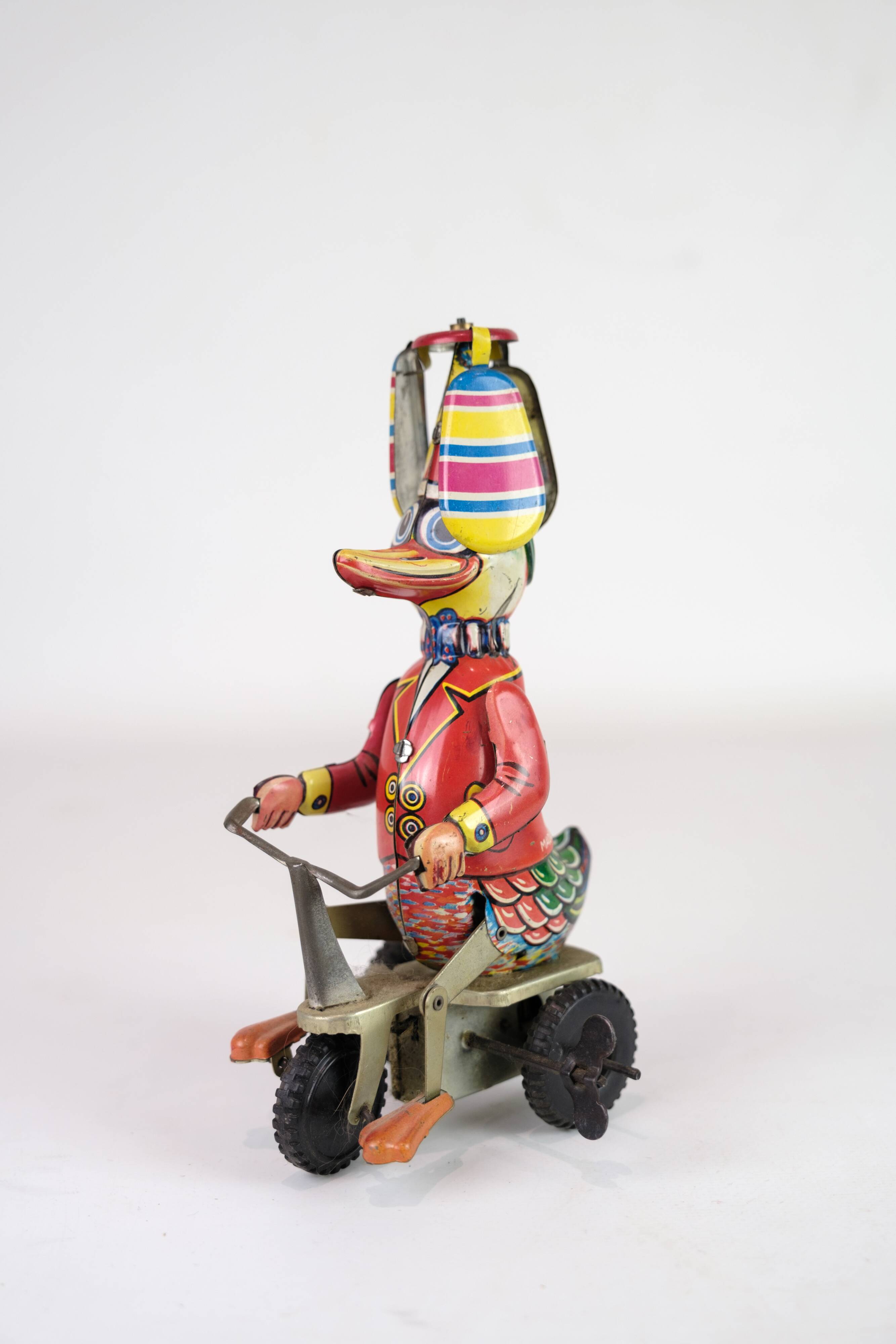Circus Duck On Tricycle, Tin Toy Made By Schylling From China 1920s