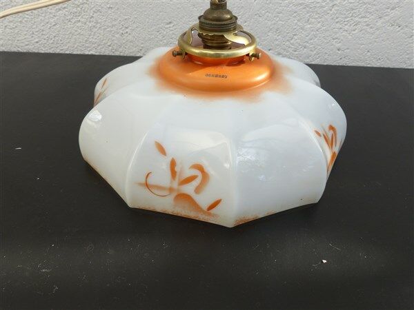 Hanging blown glass opaline glass of 1920s orange milk