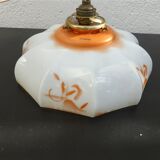 Hanging blown glass opaline glass of 1920s orange milk