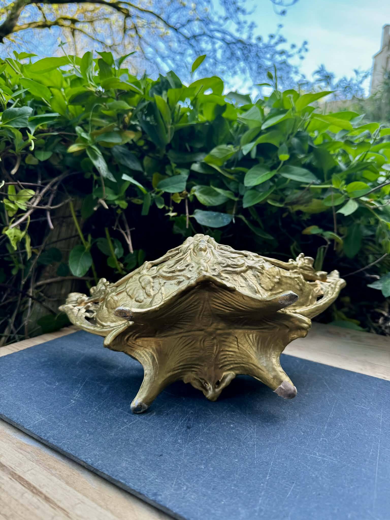Brass planter woman Art Nouveau