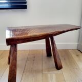Banc ou table d'appoint en bois massif de tronc d'arbre, style brutaliste, 1960