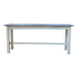 Table de ferme vintage avec plateau en zinc