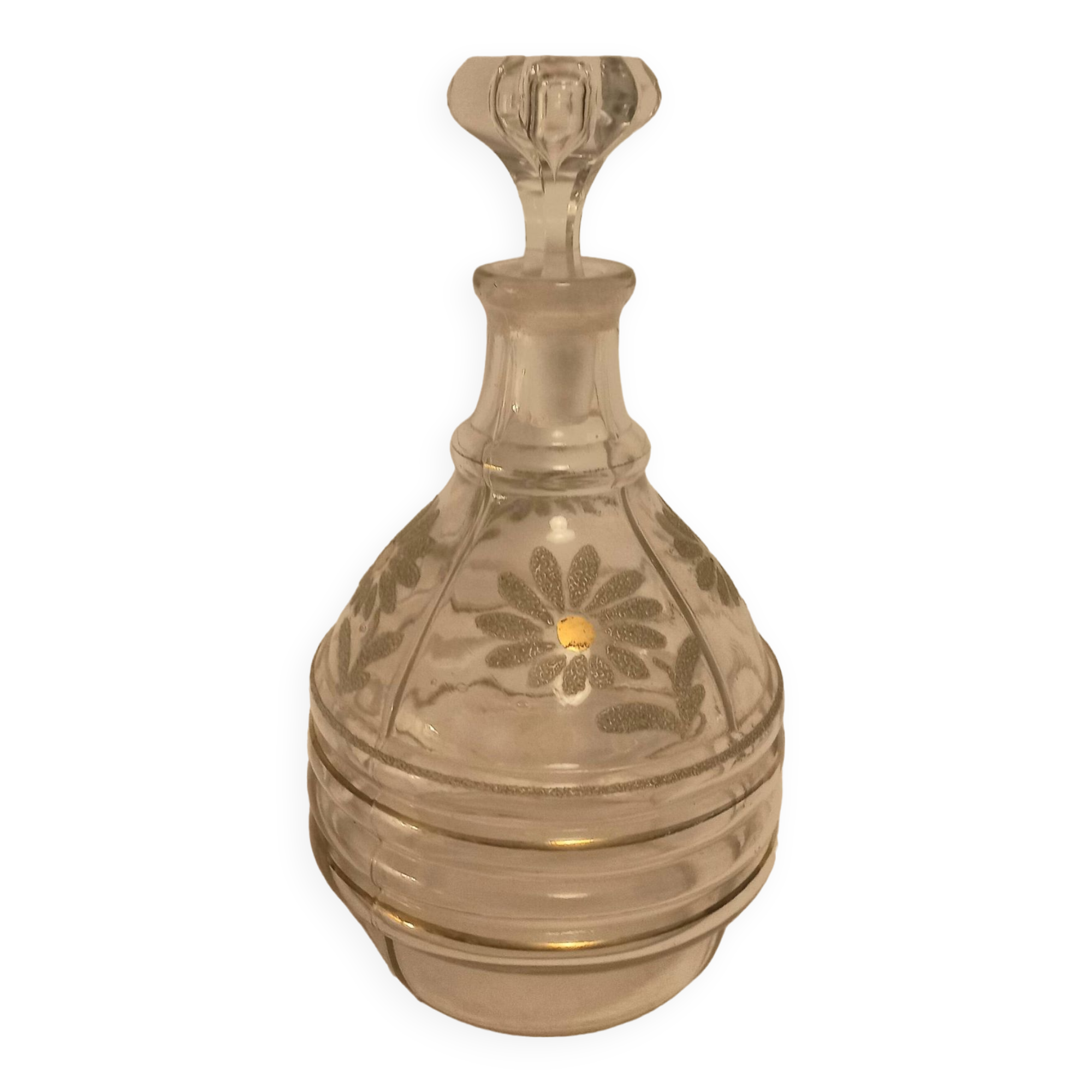 Petite carafe ronde, décor marguerites