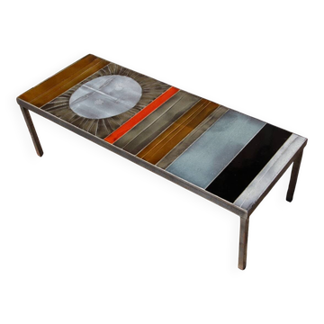 Ceramic Coffee Table Model "Soleil" by Roger Capron