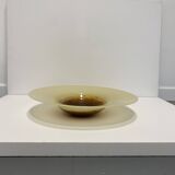 XL Murano Glass Round Fruit Bowl Table Plate Yellow Brown Italian Vintage