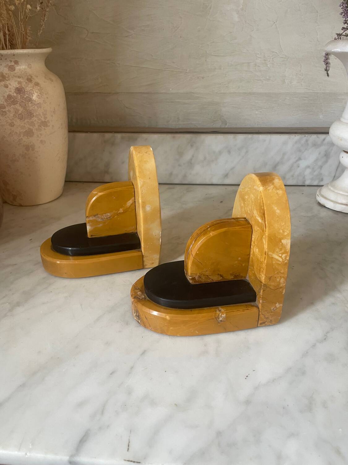 Pair of Art Deco marble bookends