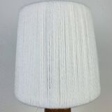 Lampe bouteille grès et abat jour laine vintage