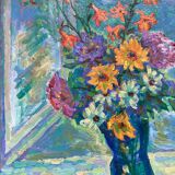 Oil painting on cardboard signed, dimensions: height - 88 cm, width - 75 cm.