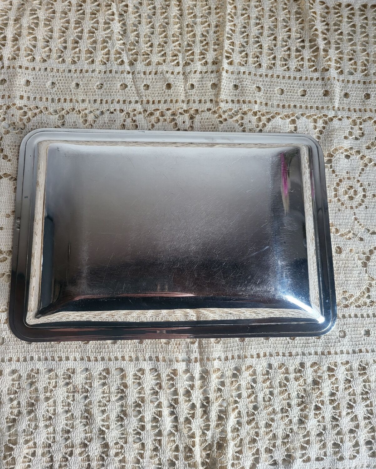 Rectangular metal silver-plated tray