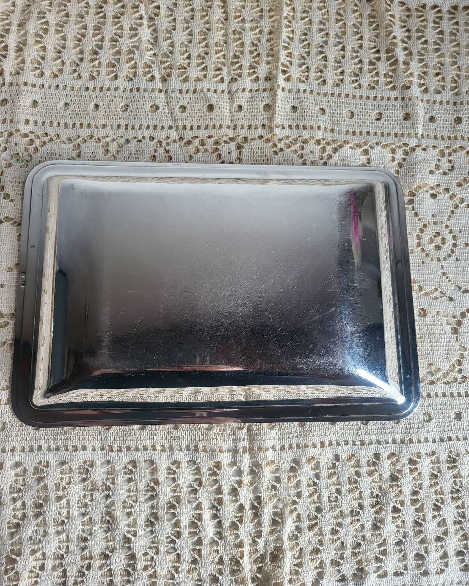 Plat rectangulaire, bannette en métal argenté
