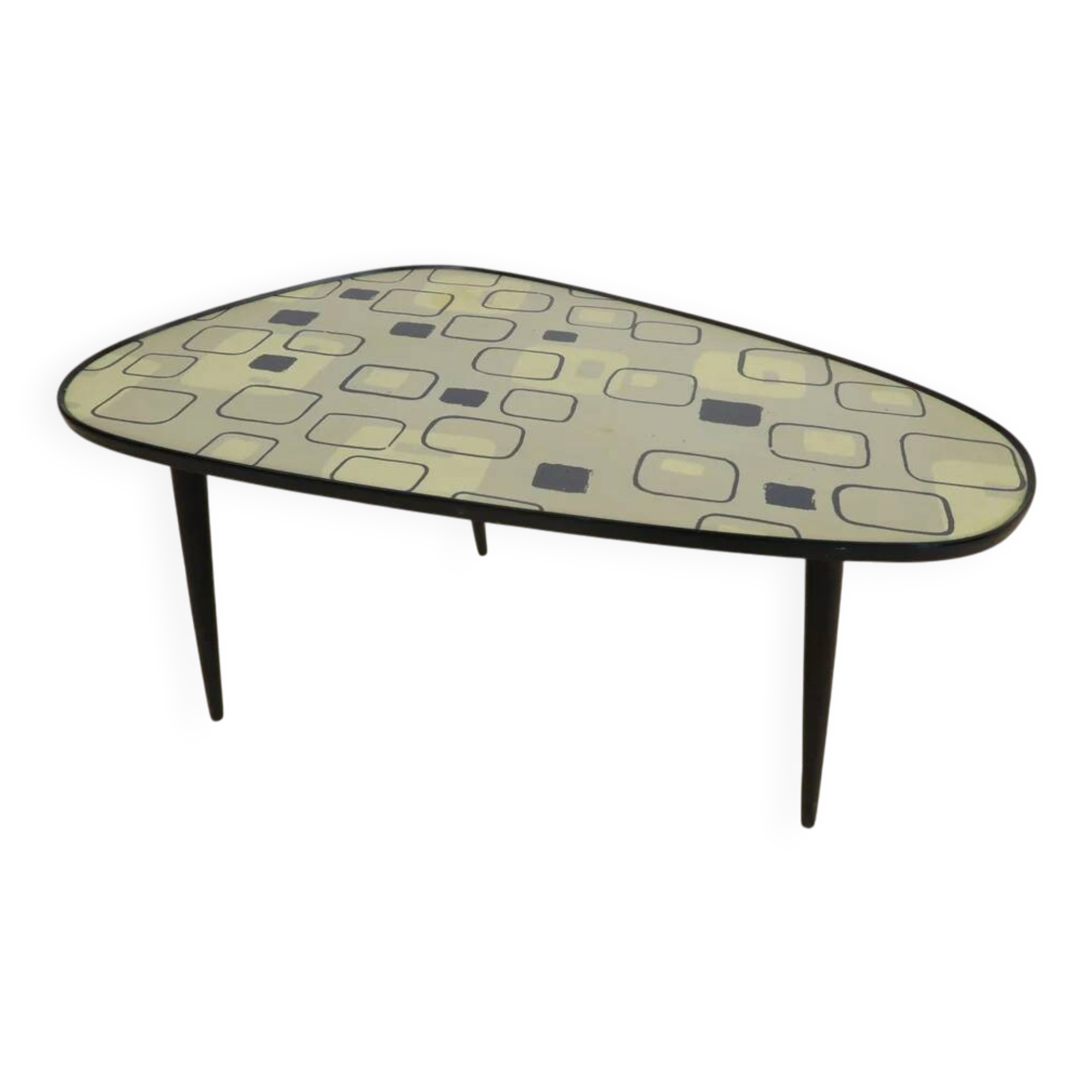 Low mid-century coffee table in formica and wood, Germany 1970.