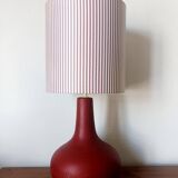 Vintage burgundy ceramic lamp and custom-made lampshade