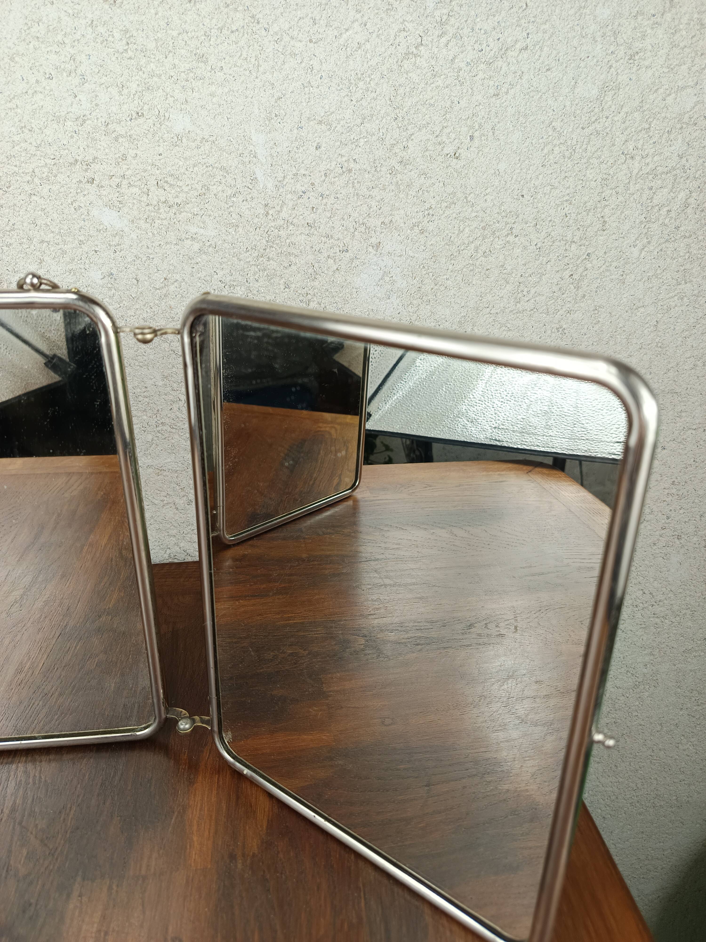 Miroir triptyque vert vintage