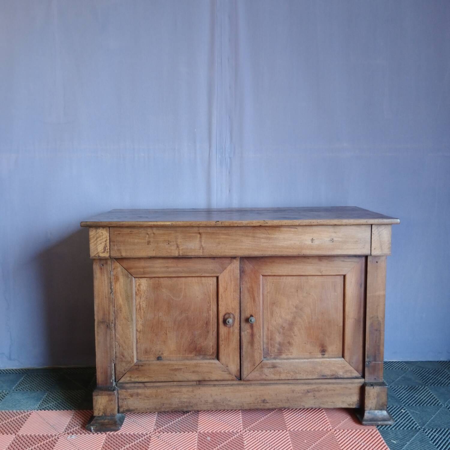 Two-door sideboard, walnut sideboard, antique sideboard.