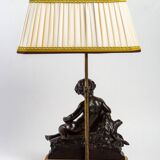 Table lamp, bronze with brown patina, 19th century