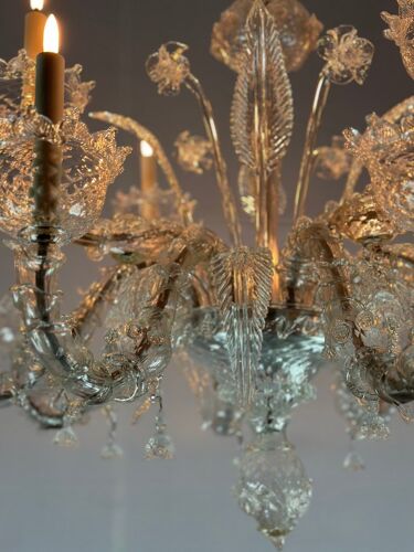 Lustre vénitien rezzonico en verre de Murano 12 bras de lumière
