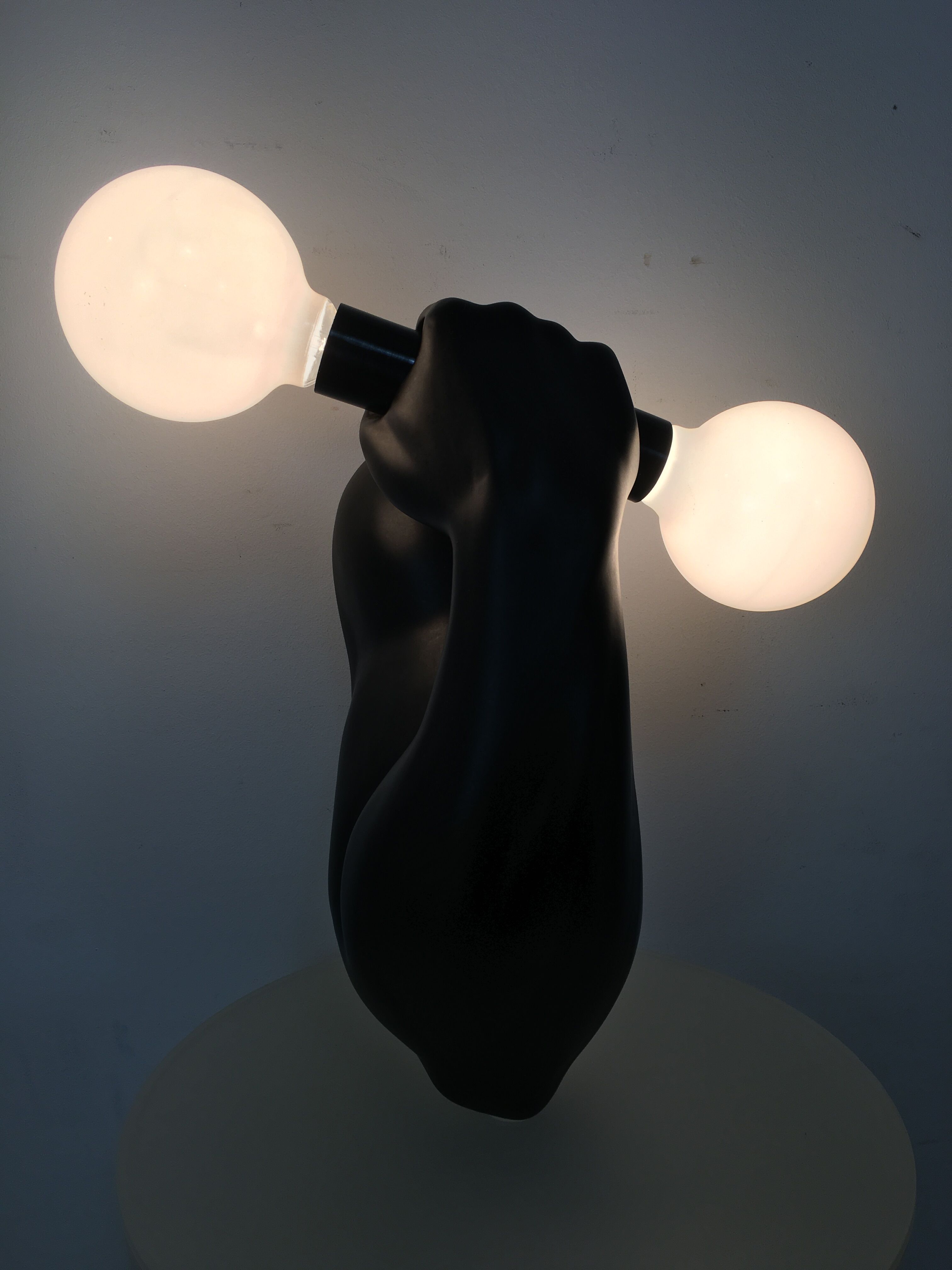 "Haltère" sconce by J.C. Peiré 1980, black ceramic