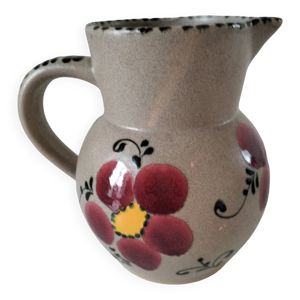 Pichet en grès vintage - floral