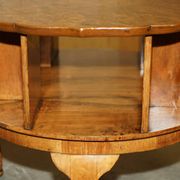 Table basse vintage Burr Walnut pivotante années 1940