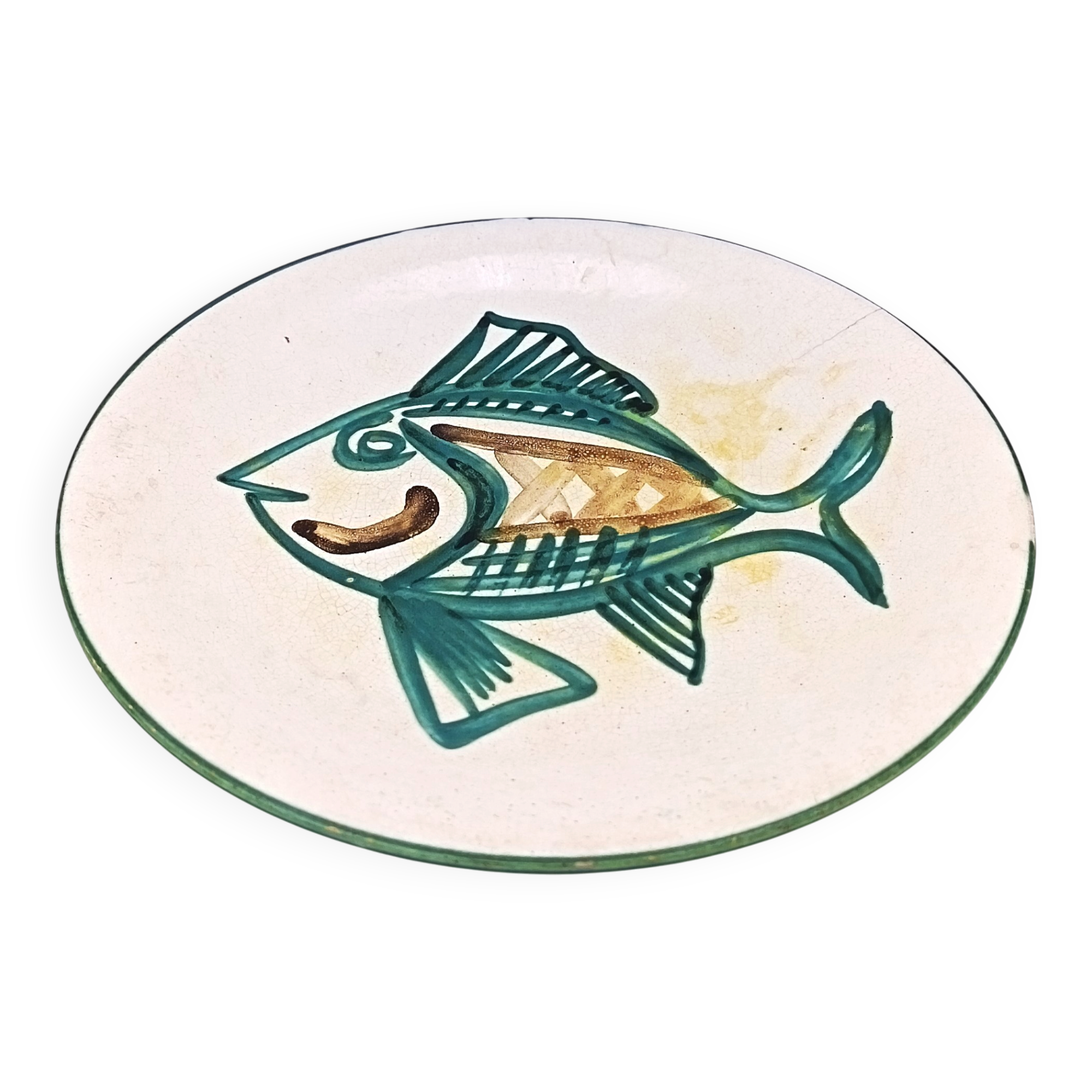 Decorative ceramic plate signed Picault, Vallauris