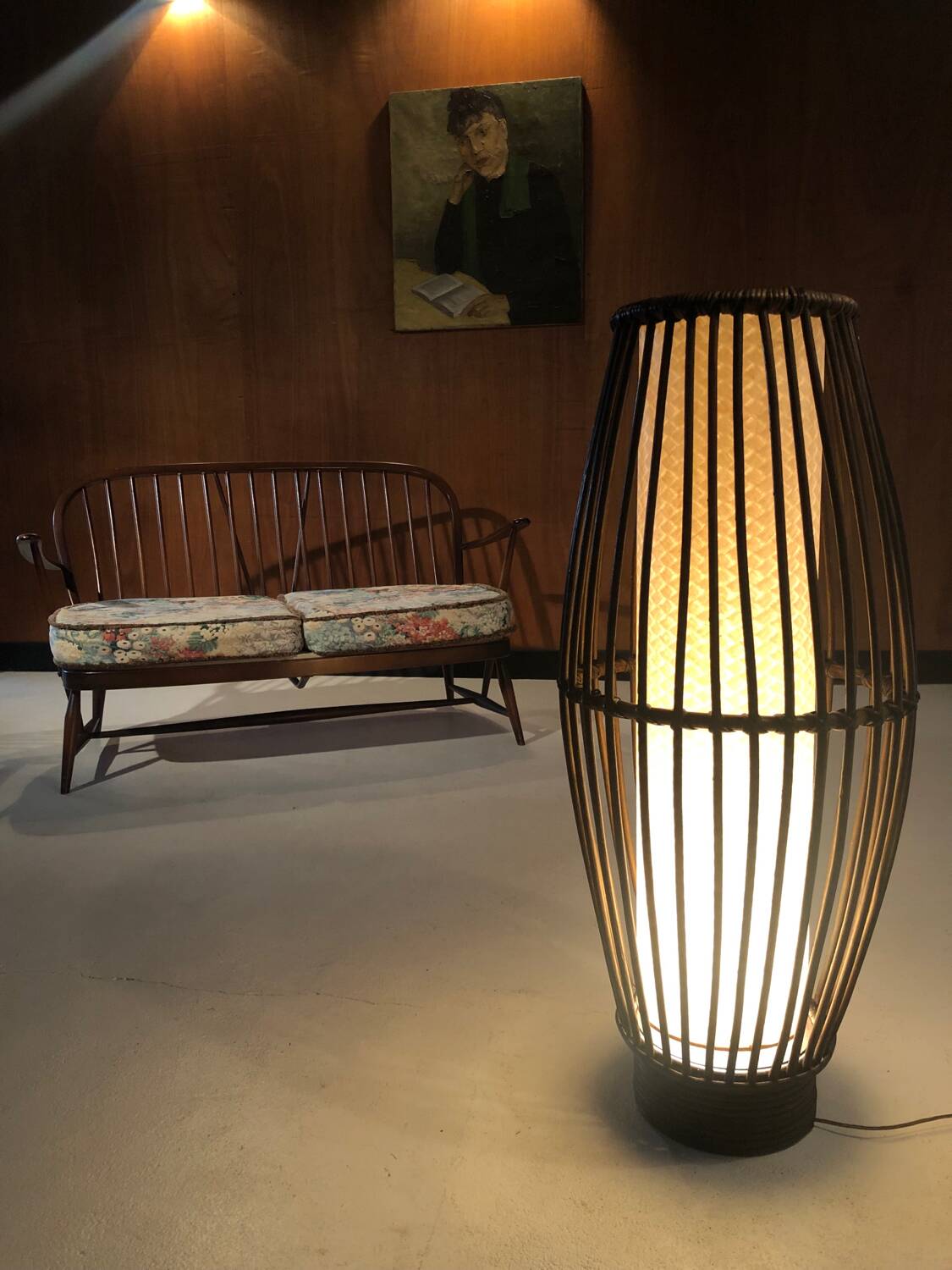 Large rattan floor lamp 1960