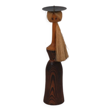 Bougeoir anthropomorphe en bois