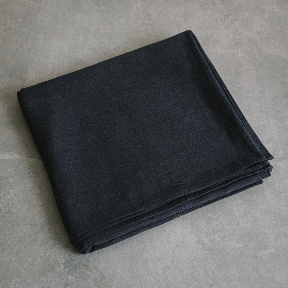 Caviar blue washed linen tablecloth