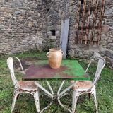 Vintage French Garden Set - Iron Table and 2 Chairs, 1950s